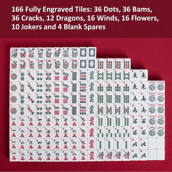 Blue Floral Mahjong Complete Set with Carrying Case - Picture 8 of 13